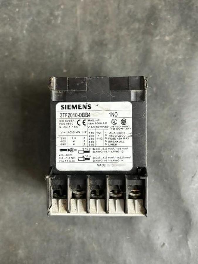 Used SIEMENS 3TF2010-0BB4 CONTACTOR