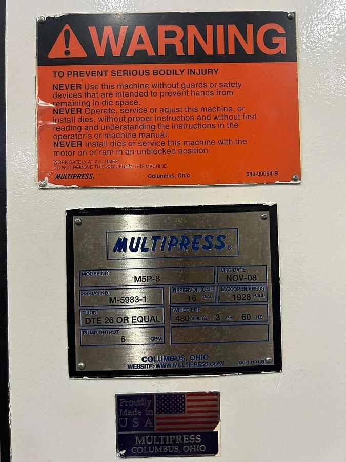 Refurbished 8 Ton Multipress - M5P-8 - REFURBISHED 2025 ($7,500 OBO)