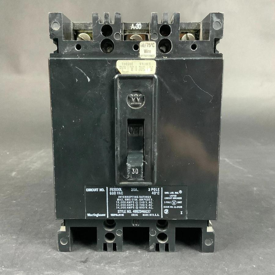 Used WESTINGHOUSE FB3030L CIRCUIT BREAKER ($12.50 OBO)