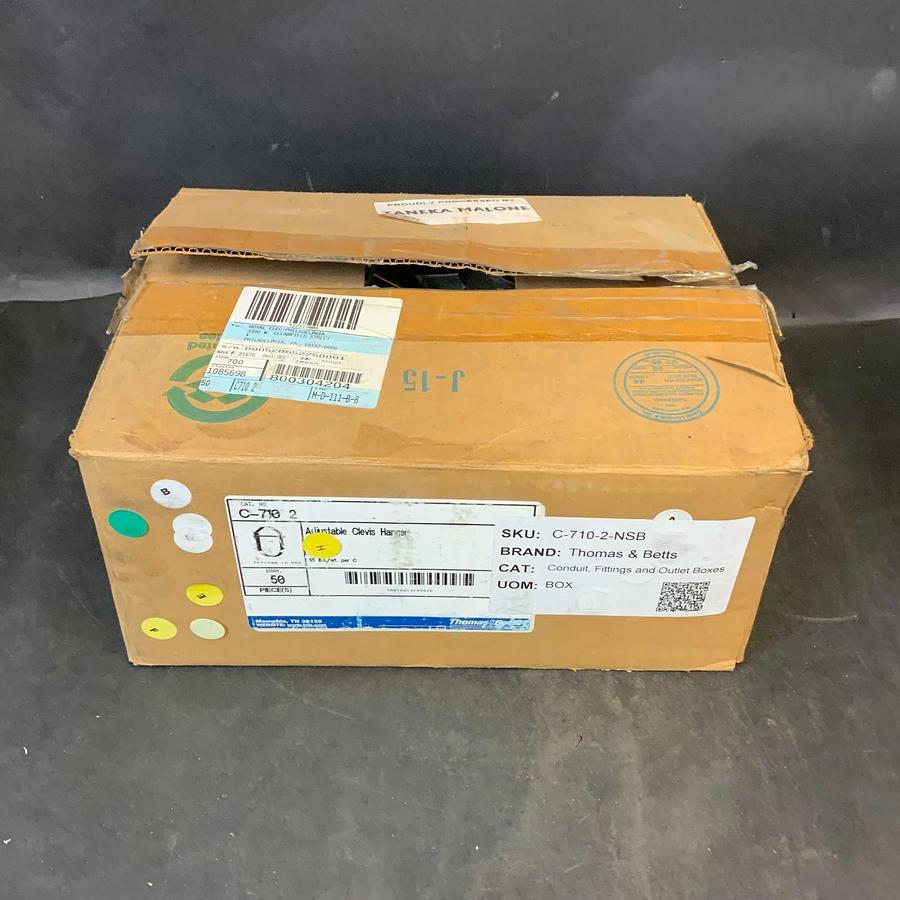 Used THOMAS & BETTS C-710 2 ADJUSTABLE CLEVIS HANGER - BOX OF 51 ($150 OBO)