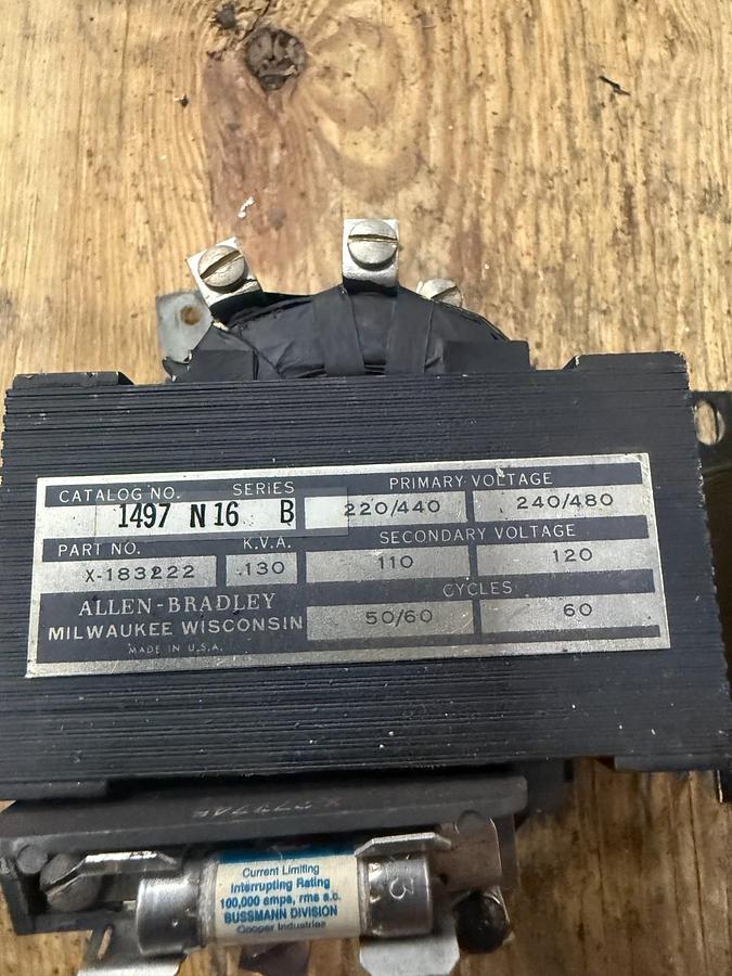 Used ALLEN BRADLEY 1497 N16 TRANSFORMER