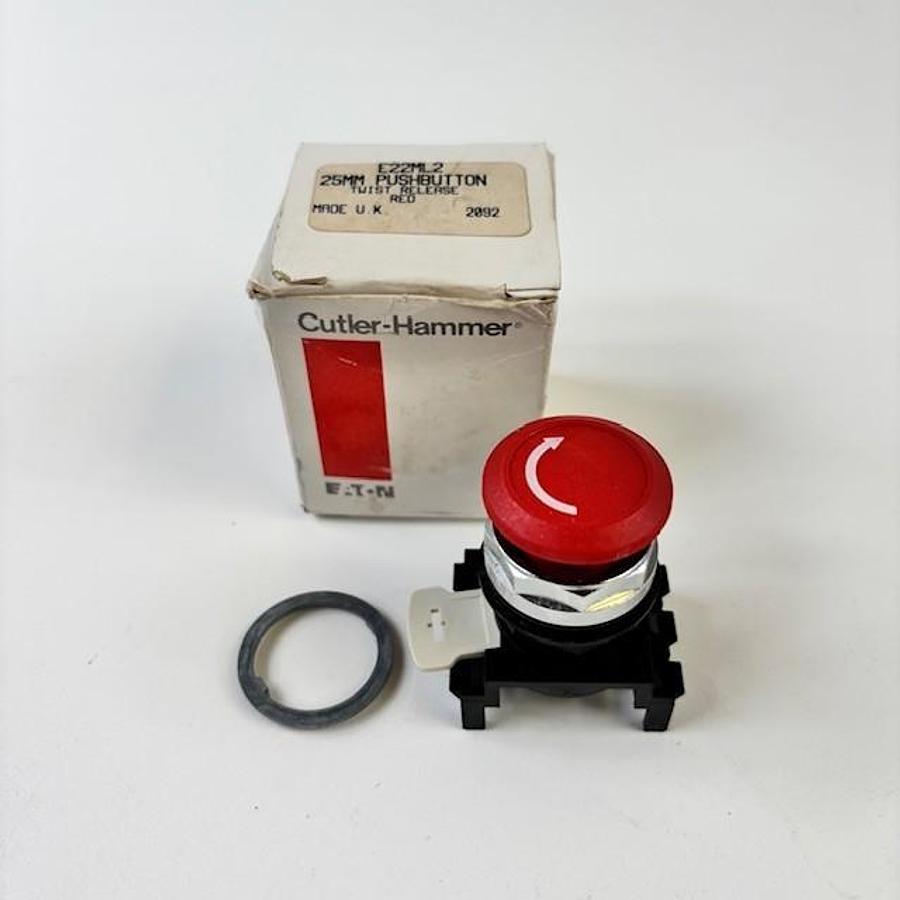 Used CUTLER-HAMMER E22ML2 RED TWIST RELEASE PUSHBUTTON