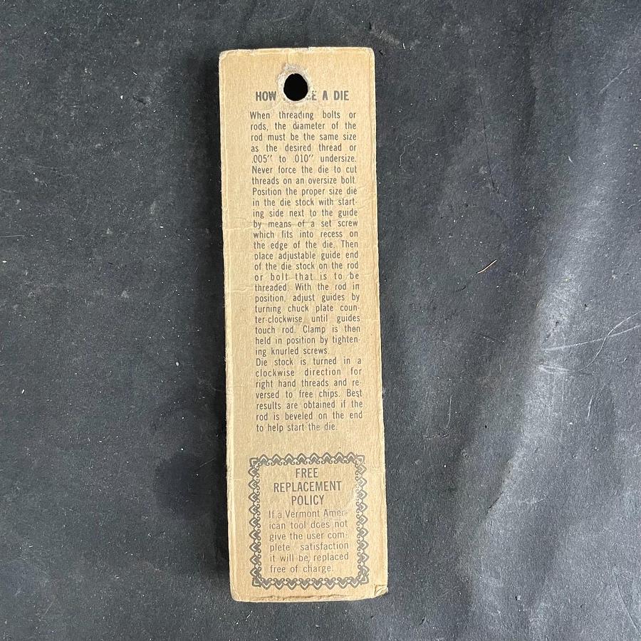VERMONT AMERICA 5116 3/8 DIE
