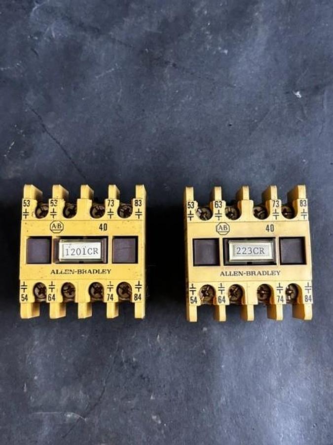 Used ALLEN BRADLEY 195-FA40 AUXILIARY CONTACT BLOCKS GROUP OF 2 INDUSTRIAL CONTROL