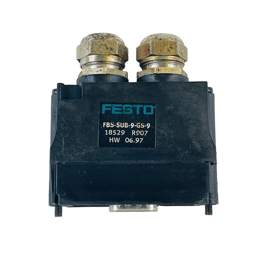 Used FESTO FBS-SUB-9-GS-9 18529 9-PIN DB9 FIELDBUS D-SUB CONNECTOR PLUG DUAL GLAND