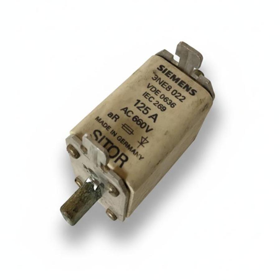 Used SIEMENS 3NE8022 SITOR SEMICONDUCTOR FUSE 125AMP 660V AC AR INDUSTRIAL PROTECTION