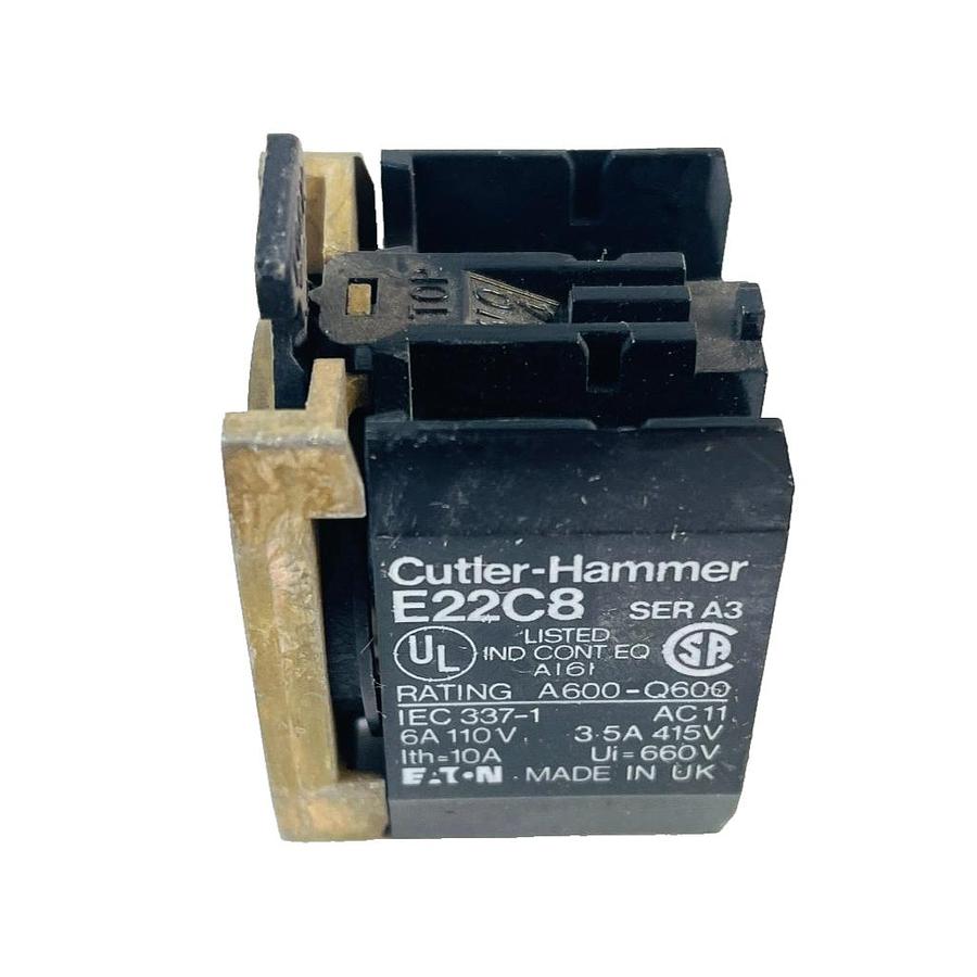 Used CUTLER HAMMER E22C8 SER A3 CONTACT BLOCK INDUSTRIAL COMPONENT REPLACEMENT