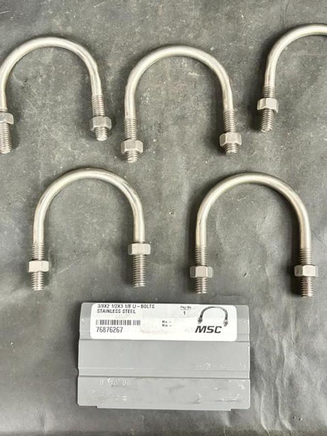 Used STAINLESS STEEL 3/8X2 U-BOLTS - GROUP OF 5