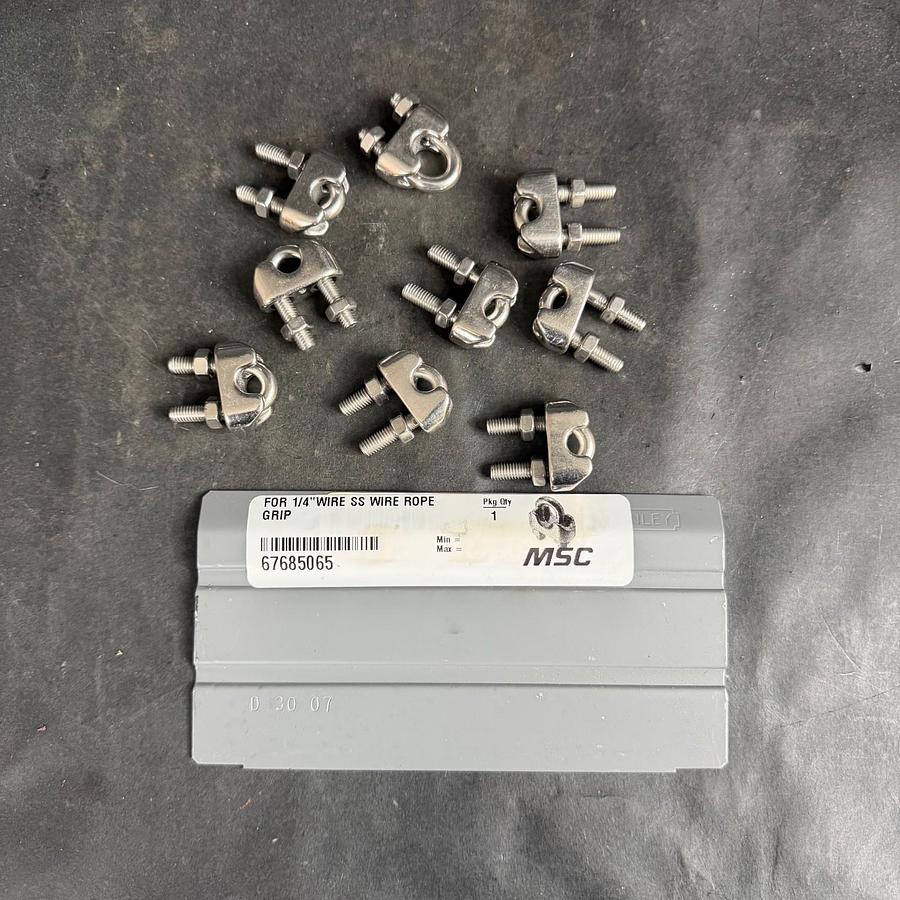 Used MSC 1/4” WIRE SS ROPE GRIP - LOT OF 9