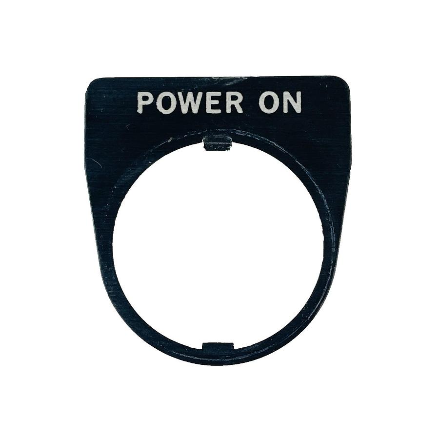 Used TELEMECANIQUE 22MM BLACK "POWER ON" PUSHBUTTON LEGEND PLATE