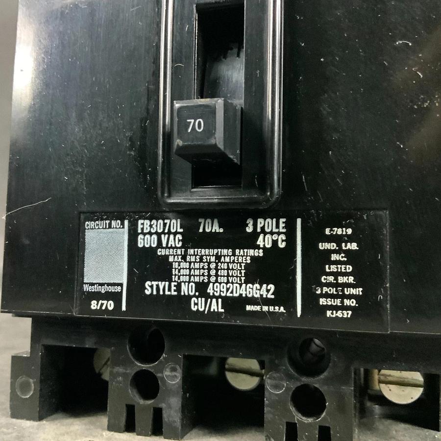 Used WESTINGHOUSE FB3070L CIRCUIT BREAKER ($45 OBO)