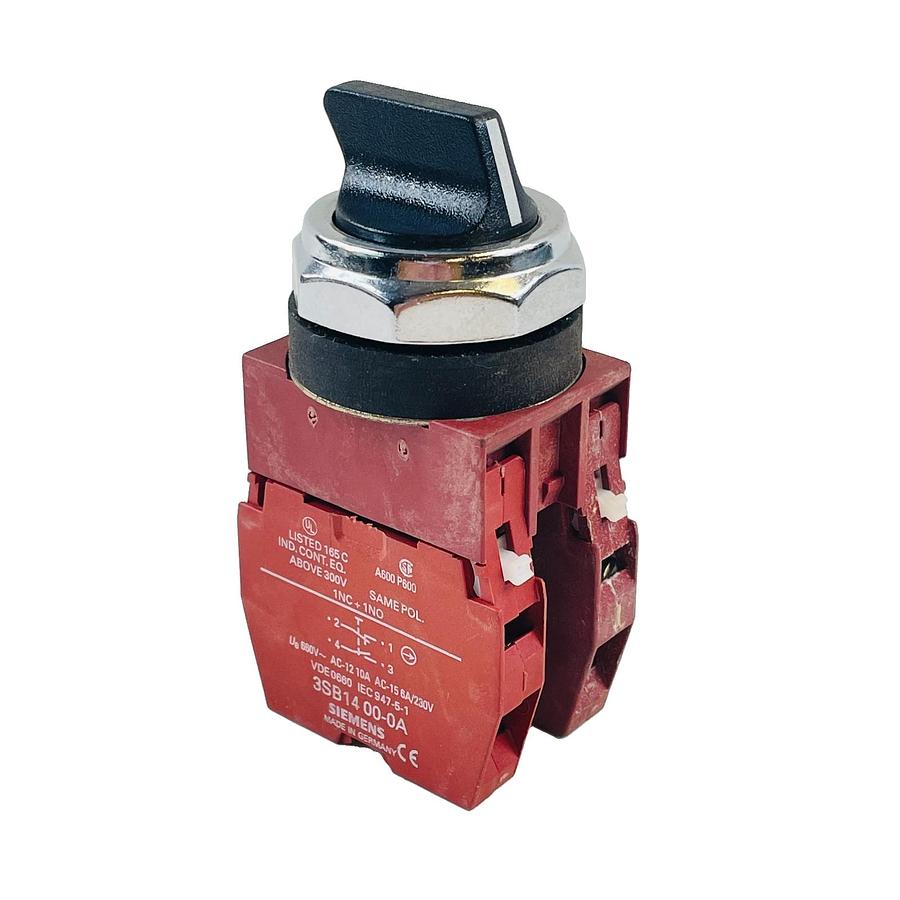 Used SIEMENS 3SB03-3MKB 3-POS SELECTOR SWITCH 22MM 3NC 1NO 3SB1400-0A 3SB1400-0H 10A