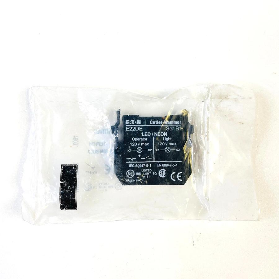 Used EATON CUTLER HAMMER E22DE SER B1 CONTACT BLOCK LED NEON INDUSTRIAL CONTROL