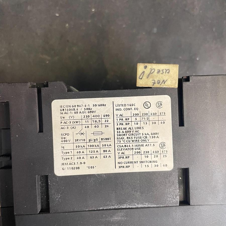 Used SIEMENS 3RT1035-1BB44 POWER CONTRACTOR