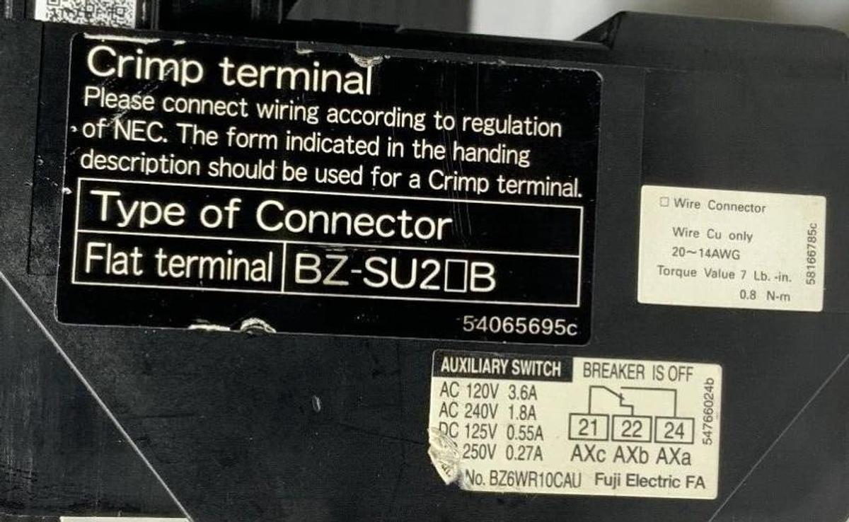 Used FUJI EW50RAGU-3P020 CIRCUIT BREAKER