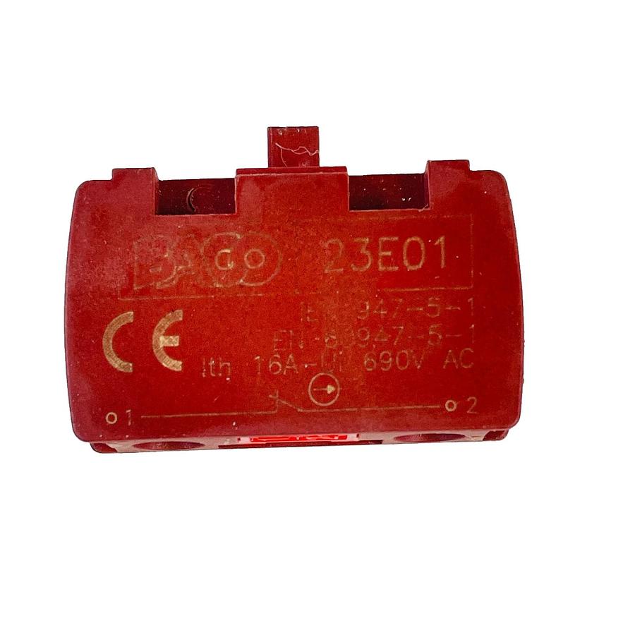 Used BACO 23E01 1NC CONTACT BLOCK 16A 690V RED 22MM PUSHBUTTON SWITCH BLOCK