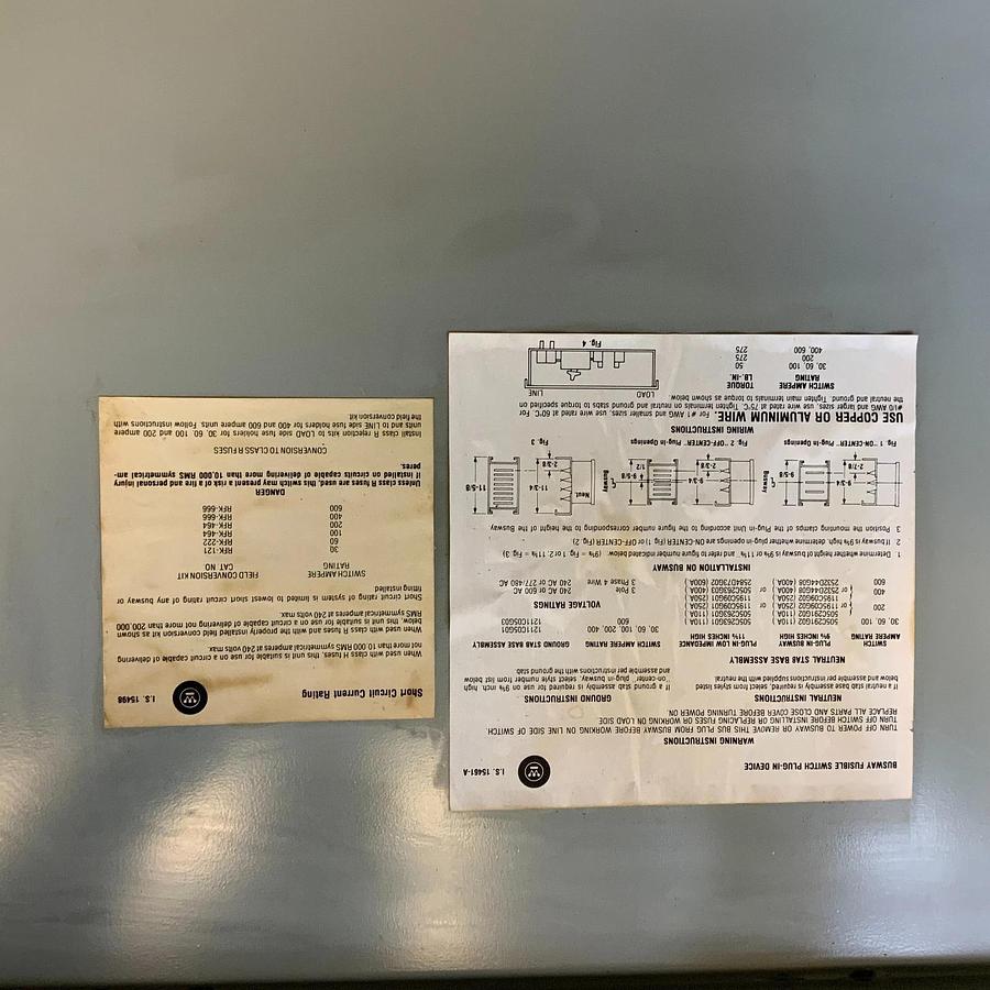 Used WESTINGHOUSE TAP-364 BUSWAY FUSIBLE SWITCH ($2000 OBO)