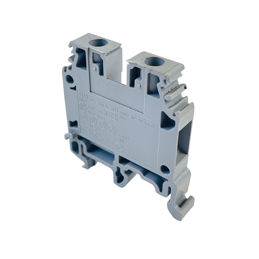 Used ENTRELEC M6/8 5118 FEED THROUGH DIN RAIL TERMINAL BLOCK 50A 600V 8AWG GRAY