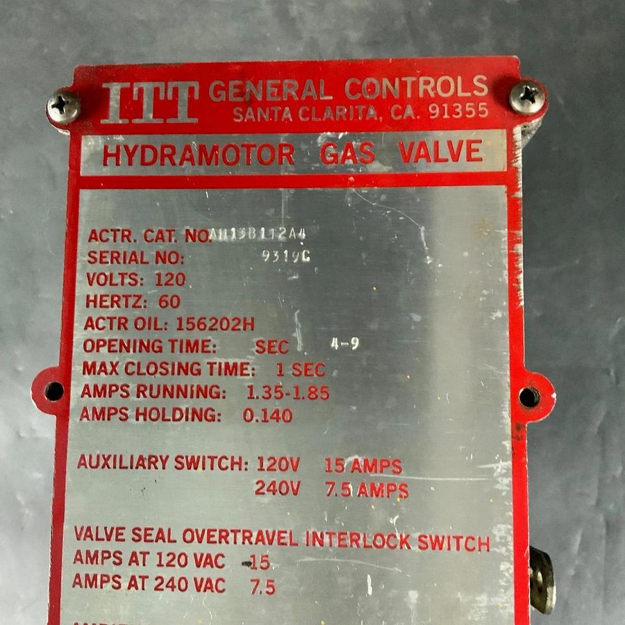 Used ITT AH13B112A4 HYDRAMOTOR GAS VALVE ($250 OBO)