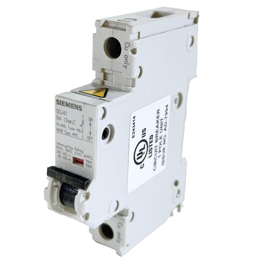 Used SIEMENS 5SJ4108-7HG40 CIRCUIT BREAKER 8A 1 POLE C CURVE 240V 14KA | EXCELLENT |