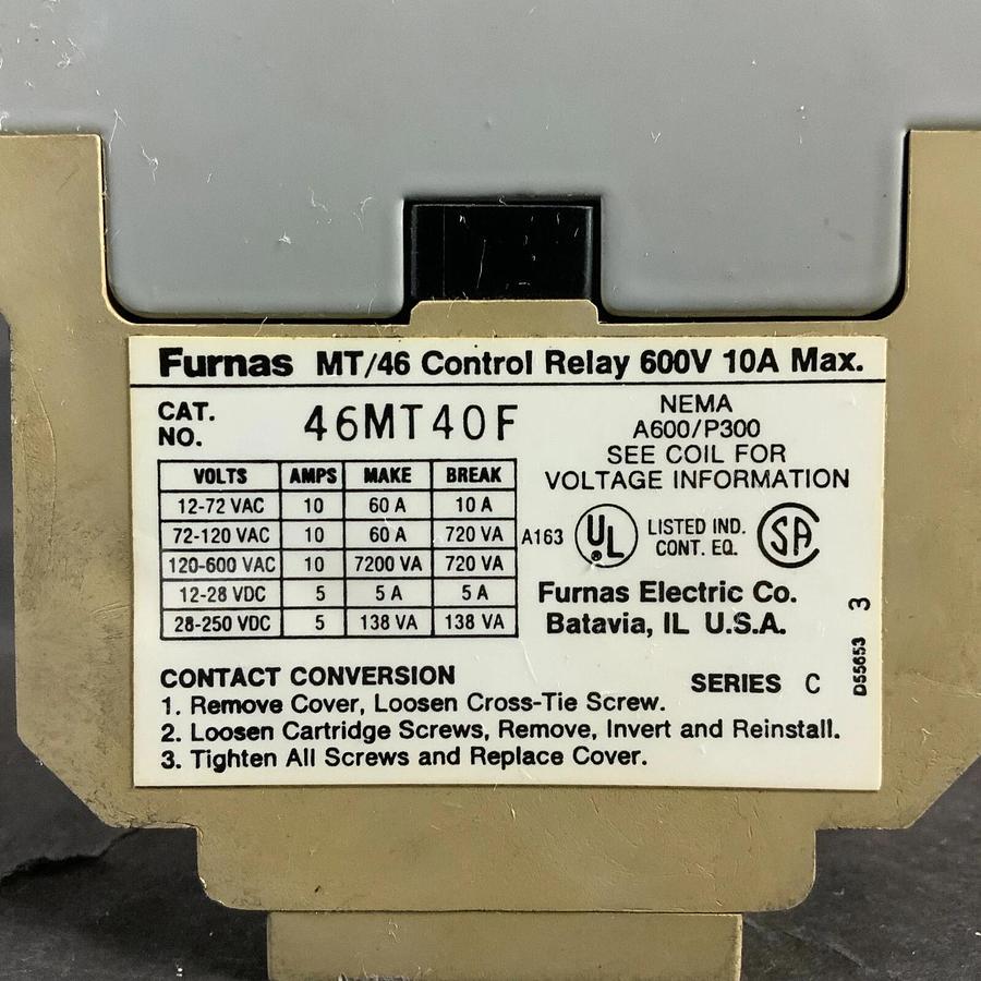 FURNAS 46MT40F CONTROL RELAY ($35 OBO)