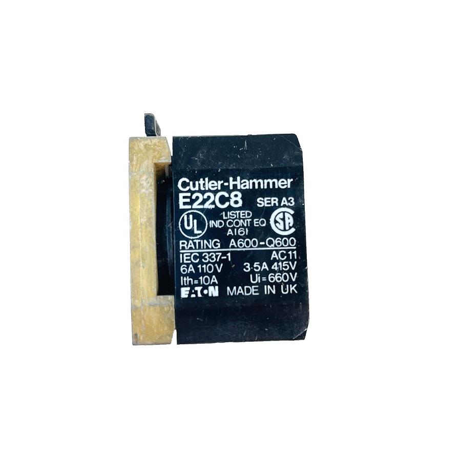 Used CUTLER HAMMER E22C8 SER A3 CONTACT BLOCK INDUSTRIAL COMPONENT REPLACEMENT