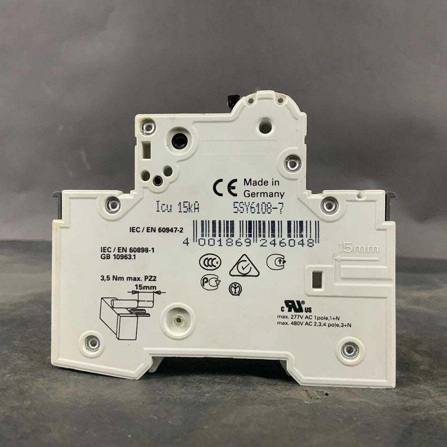 Used SIEMENS 5SY61MCB C8 CIRCUIT BREAKER W/ AS AUX SWITCH ($12 OBO)