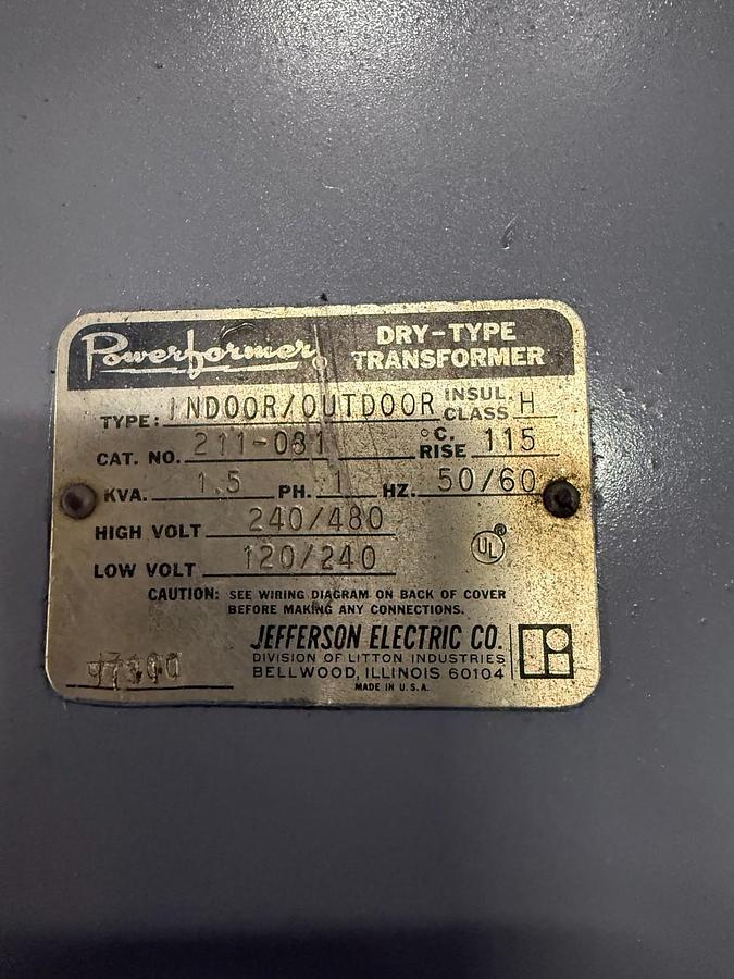 Used Powerformer CAT. NO. 211-081 Transformer - 1.5 kVA - ($120 OBO)