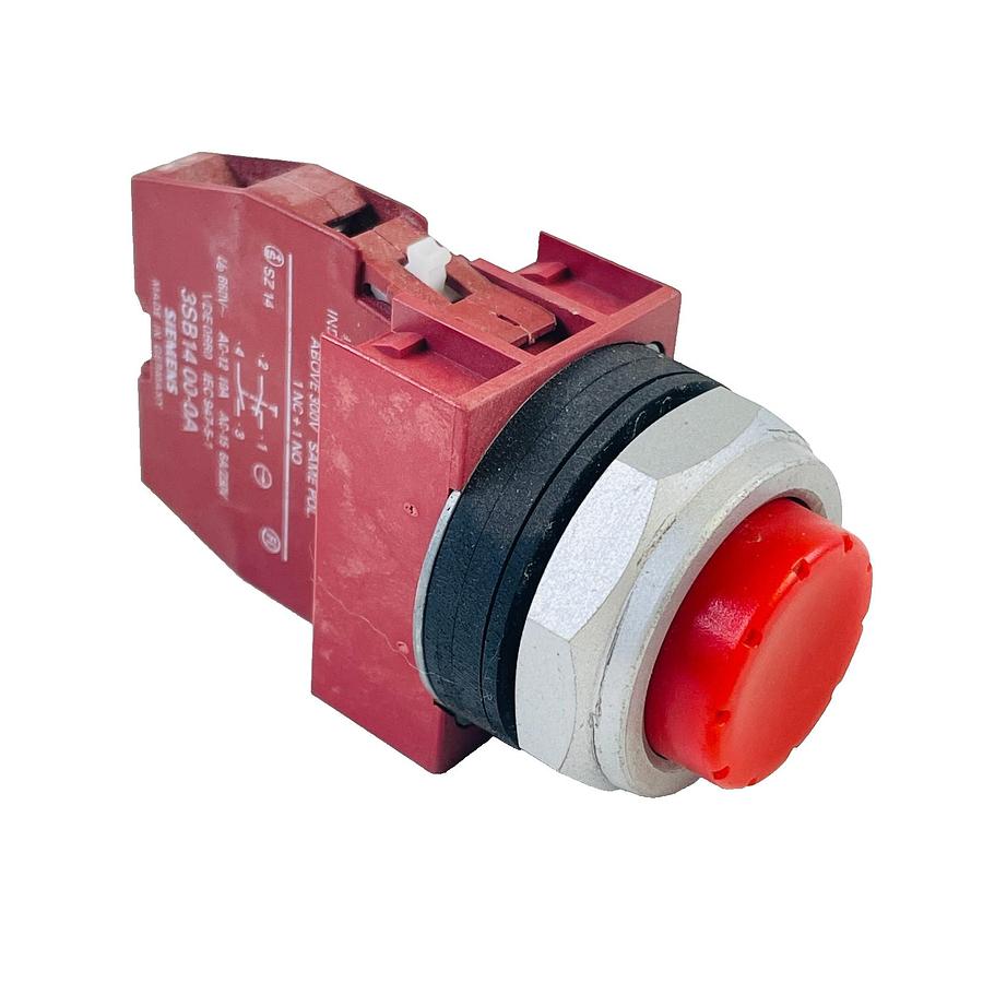 Used SIEMENS P30PBER 3SB1400-0A 22MM PUSHBUTTON SWITCH RED EXTENDED 1NC 1NO 10A