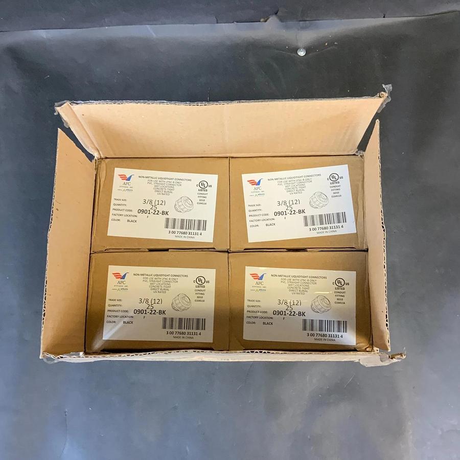Used ARLINGTON NMLT38BL NON-METALLIC LIQUIDTIGHT CONNECTOR - BOX OF 25 ($20 OBO)