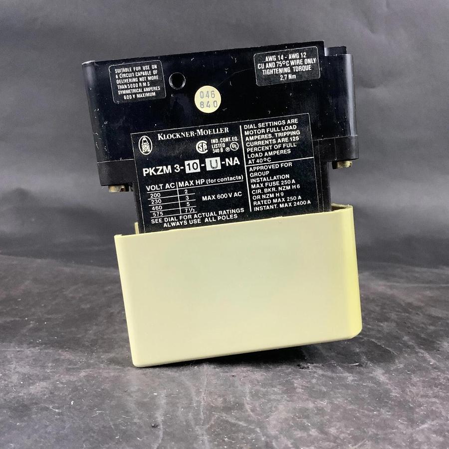 Used MOELLER PKZM3-10-U-NA CIRCUIT BREAKER - WITH HI22-PKZM3 AUX CONTACT ($35 OBO)
