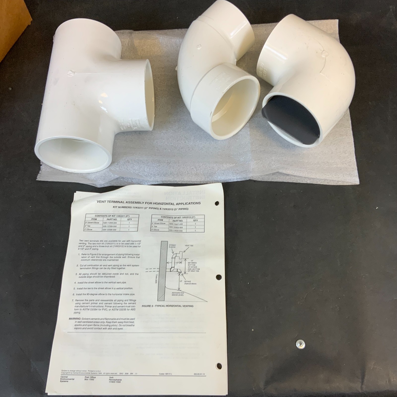Used CENTRAL ENVIRONMENTAL SYSTEMS 1VK0312A VENT TERMINAL KIT ($30 OBO)