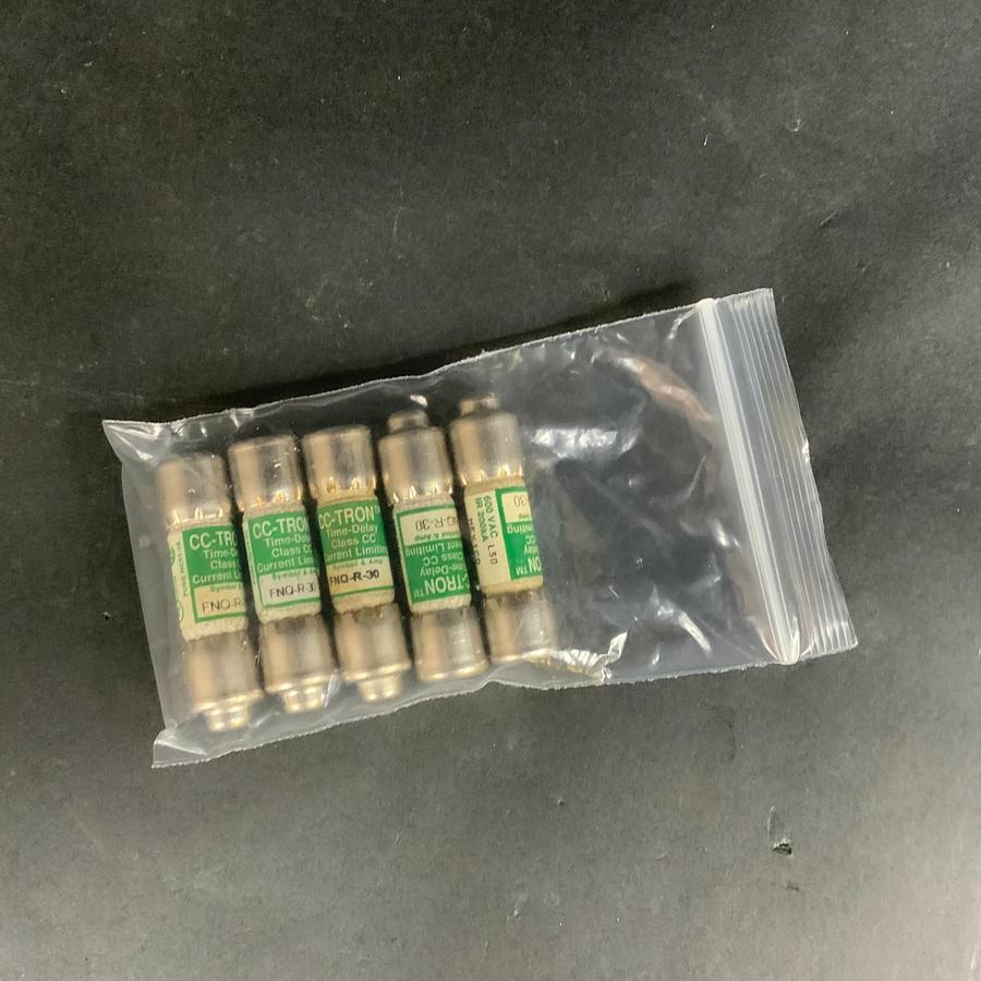 Used BUSSMANN FNQ-R-30 TIME DELAY FUSE - LOT OF 5 ($22.5 OBO)