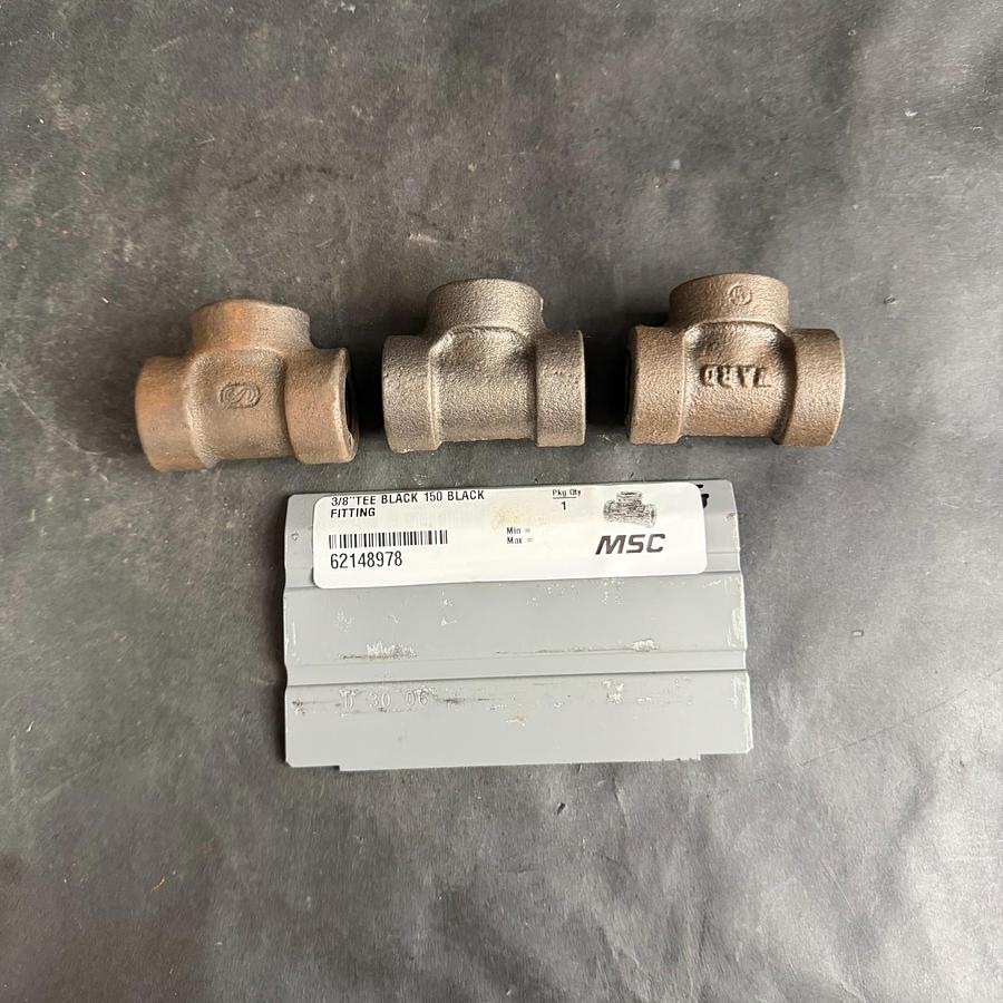 Used MSC 3/8” TEE BLACK FITTING - SET OF 3