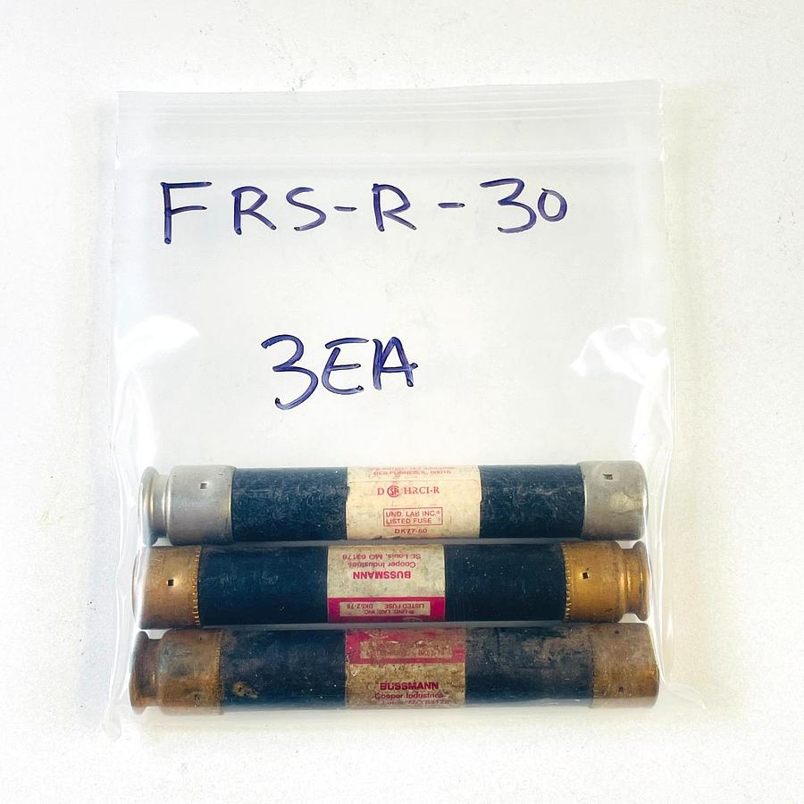 Used BUSSMANN FRS-R-30 30A 600V CLASS RK5 FUSE (LOT OF 3)