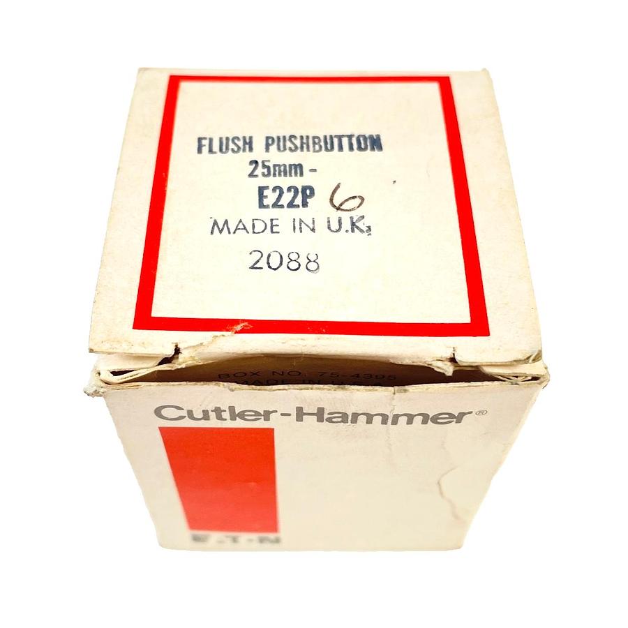 Used CUTLER HAMMER E22P6 FLUSH BLUE PUSHBUTTON 25MM NEW OPEN BOX FULLY FUNCTIONAL