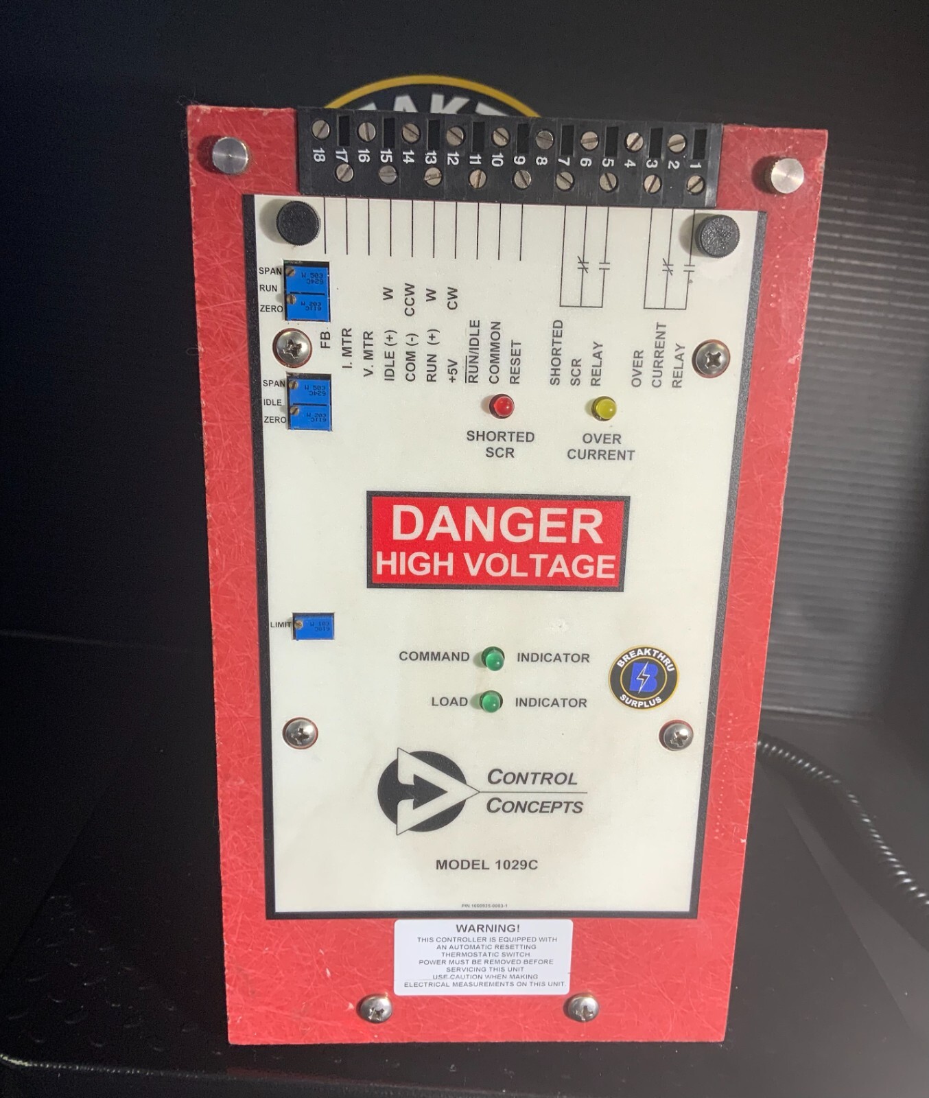 Used CONTROL CONCEPTS 1029C-P30/50-415V-50A\ IL30-R4/20MA-IPOT ($199.99 OBO)