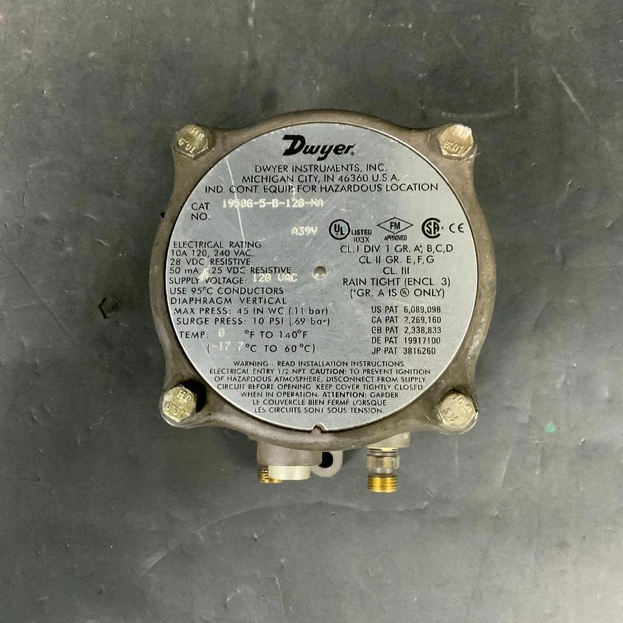Used DWYER 1950G-5-B-120-NA PRESSURE SWITCH ($130 OBO)