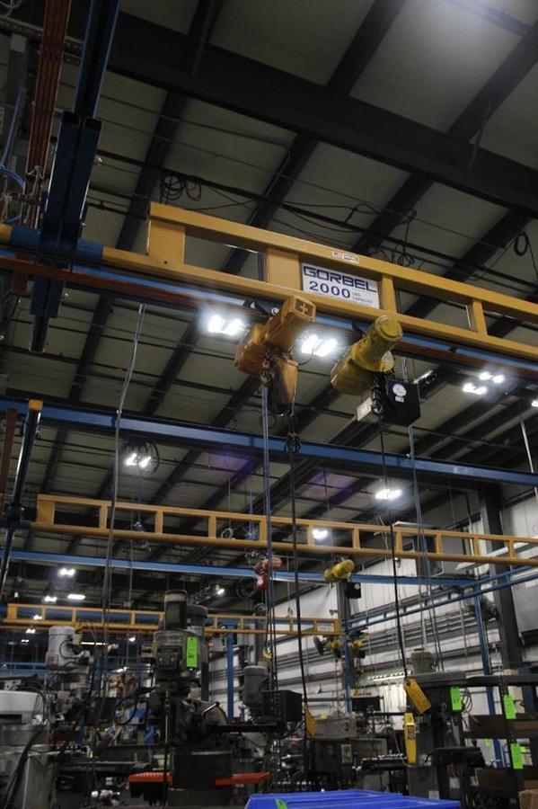 Refurbished Gorbel Crane 40'x35'x12' 2 Runways & 4-500Lb Electric Chain Hoists (BEST OFFER!)