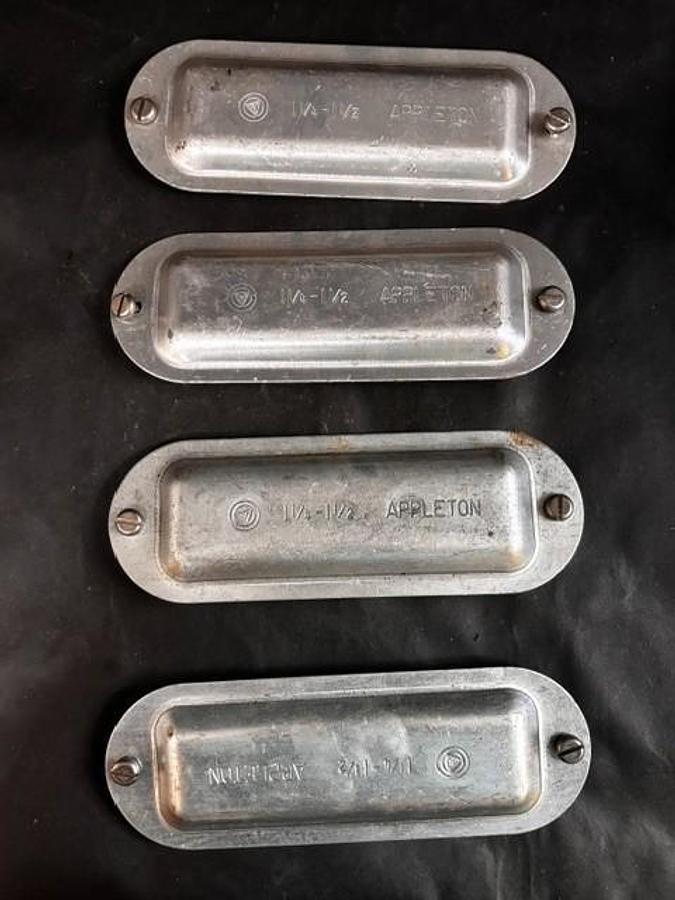 Used APPLETON 1-1/4" to 1-1/2" CONDUIT BODY COVERS - GROUP OF 5