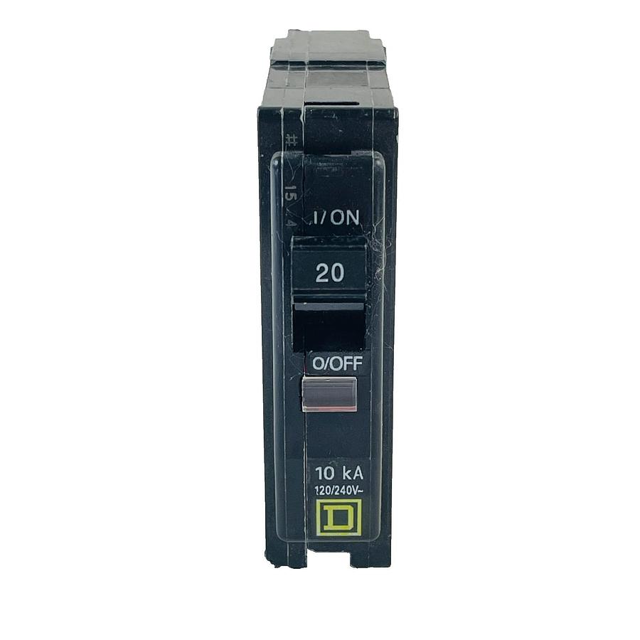 Used SQUARE D QO120 20A 1-POLE 120/240V 10KA PLUG-ON CIRCUIT BREAKER