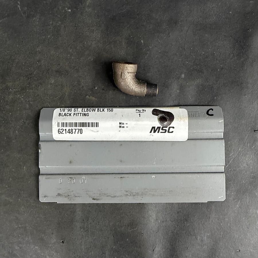 Used MSC 1/8” 90 ST ELBOW BLACK FITTING