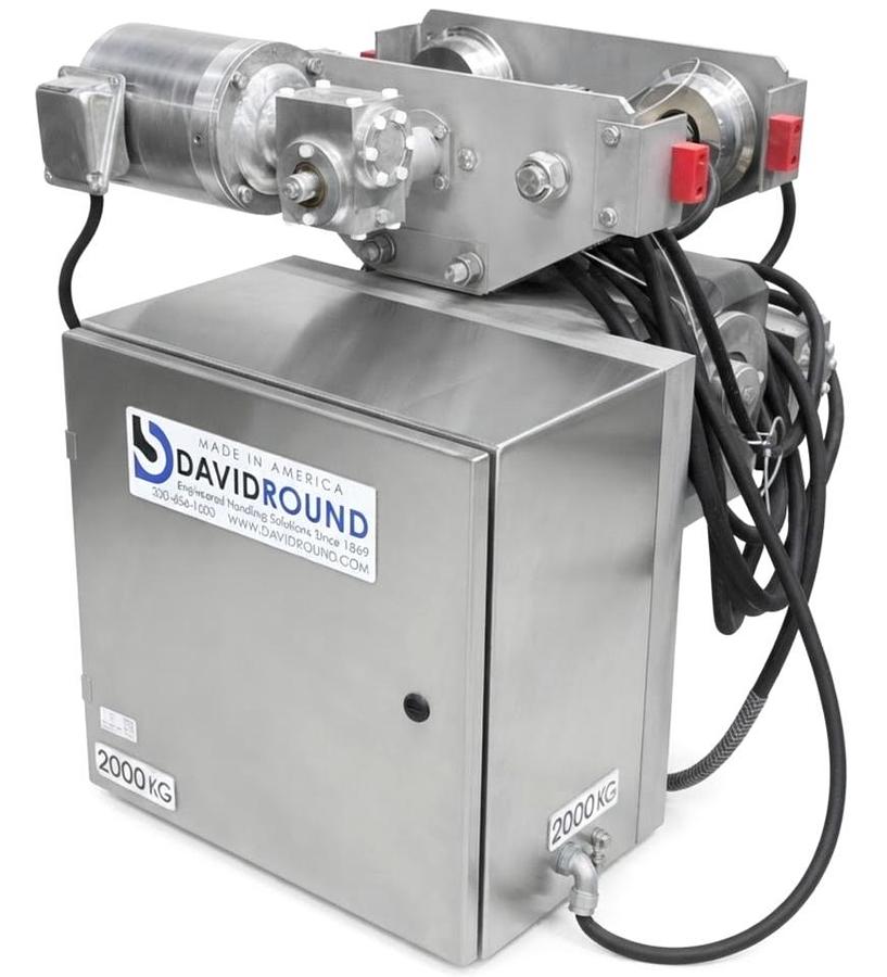 Used David Round SSECH-4.4K-12-MT 2000kg Stainless Electric Chain Hoist Trolley 480V