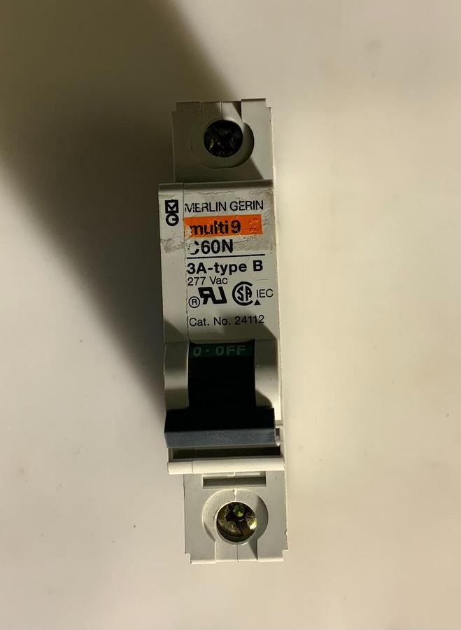 Used MERLIN GERIN MULTI9 C60N 3A-type B 277V ($49.90 OBO)