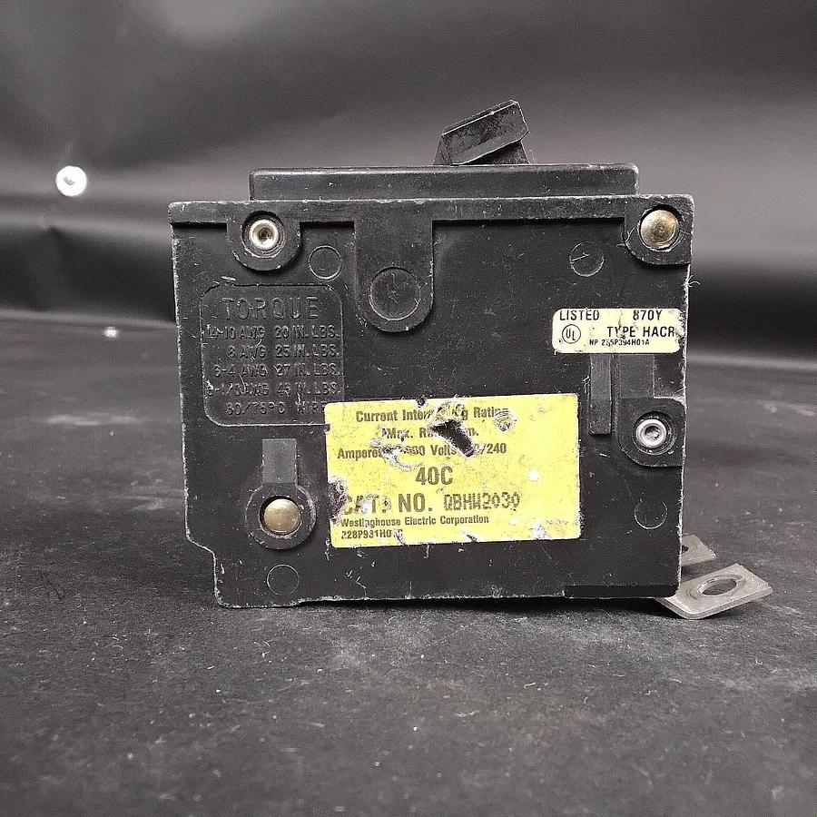Used WESTLINGHOUSE QBHW2030 CIRCUIT BREAKER ($20 OBO)
