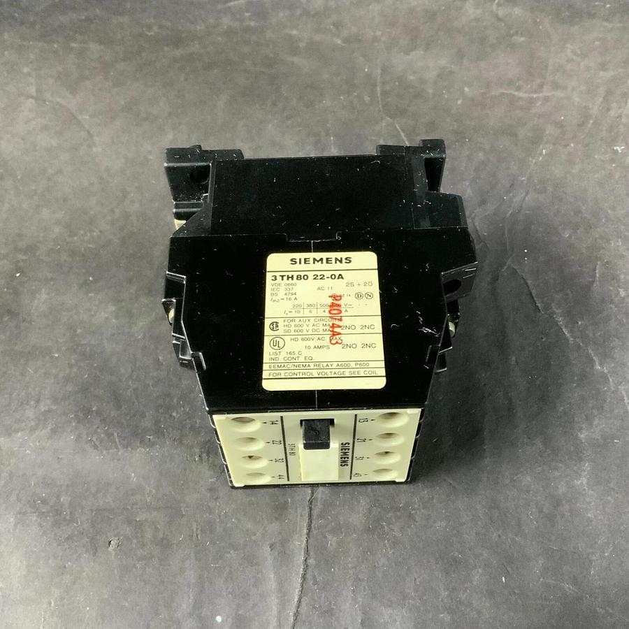 Used SIEMENS 3TH80 2S-0A 24/29V CONTACTOR ($10 OBO)