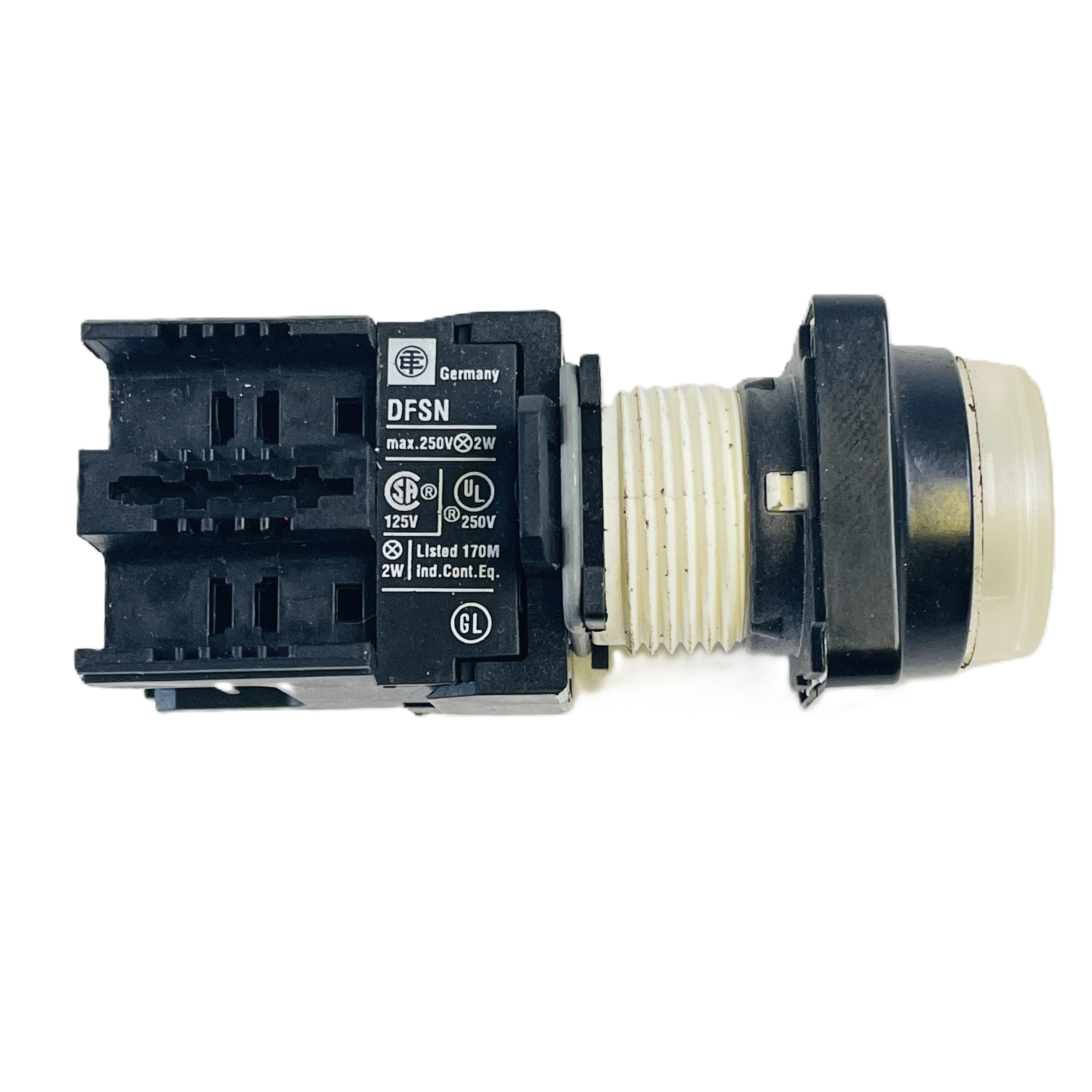 Refurbished TELEMECANIQUE SQUARE D DFSN 026484 ROUND WHITE INDICATING LIGHT 250V 2W 22MM PILOT LIGHT