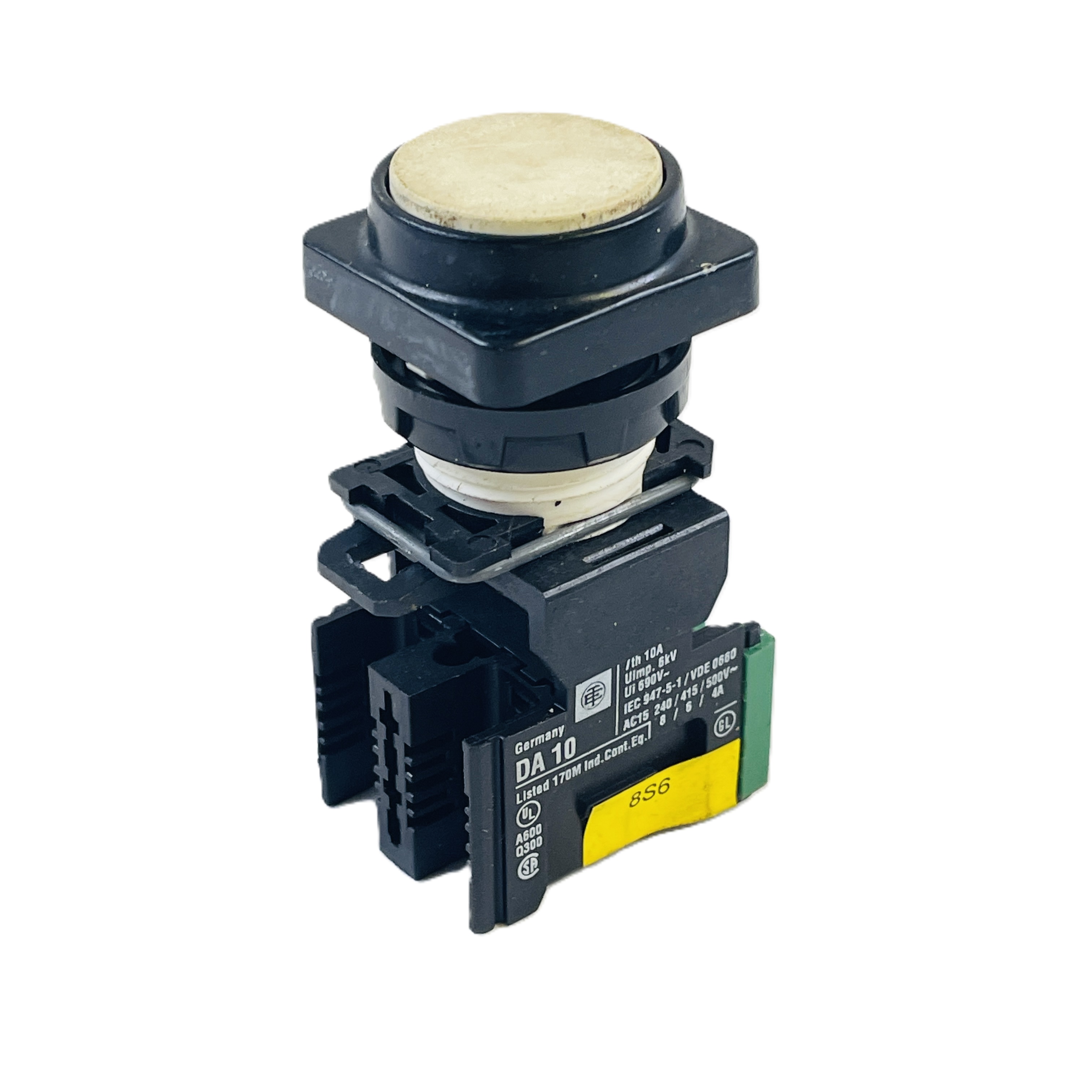 Refurbished TELEMECANIQUE SQUARE D DA10 WHITE FLUSH PUSHBUTTON SWITCH ASSEMBLY 22MM 10A