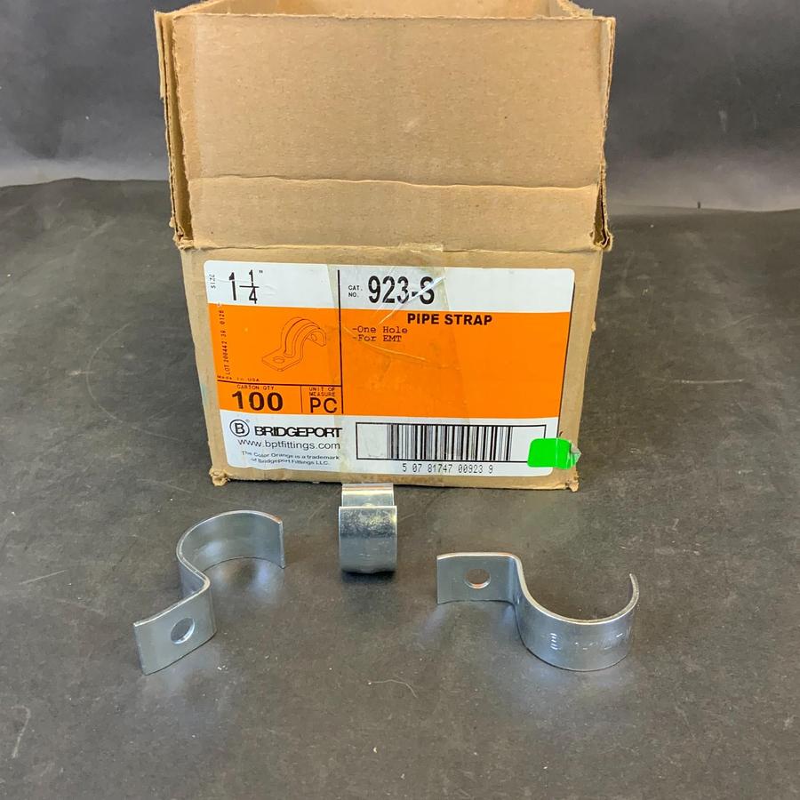 Used BRIDGEPORT 923-S 1-1/4” PIPE STRAP - BOX OF 100 ($75 OBO)
