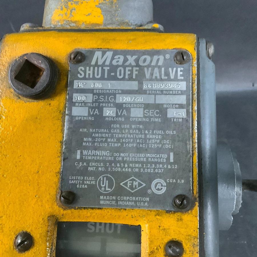 Used MAXON 1 1/4” 100 PSIG SHUT-OFF VALVE ($375 OBO)